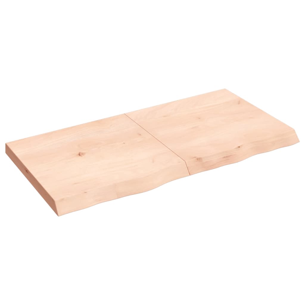 Solid Oak Table Top - 120x60x(2-6) cm, Untreated Wood Finish