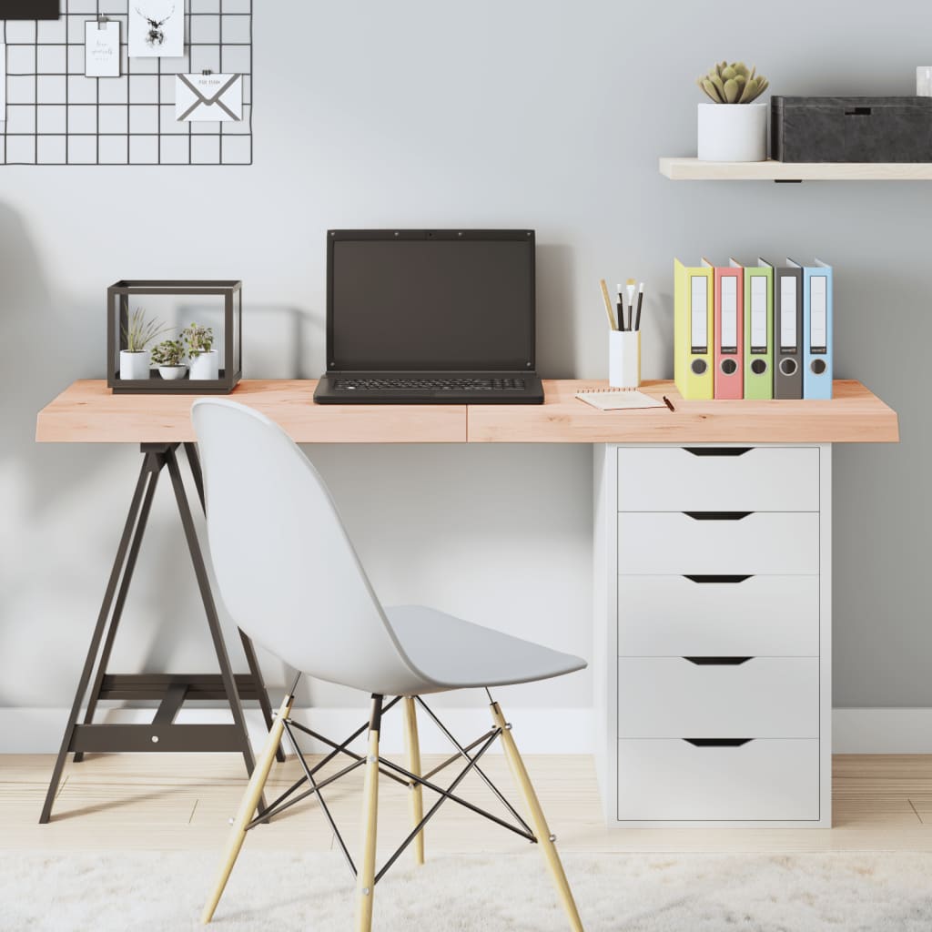 Sturdy Untreated Oak Table Top 140x60cm, Adjustable Thickness