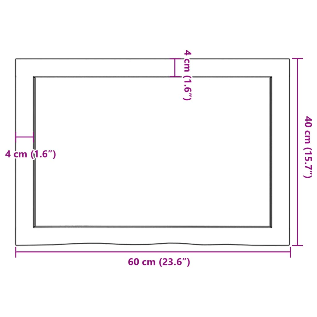 Light Brown Oak Table Top 60x40cm | Adjustable Solid Wood