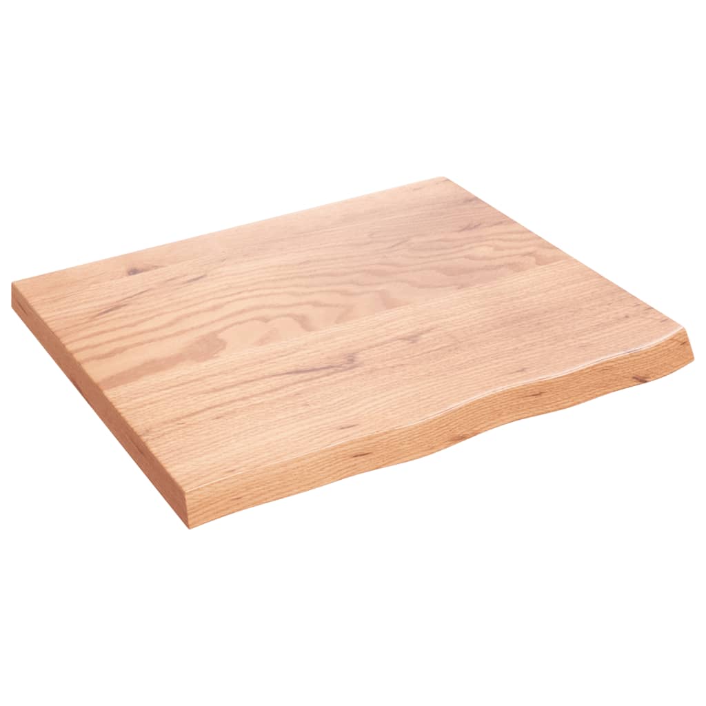 Solid Oak Table Top, Light Brown 60x50x2 cm - Treated Wood