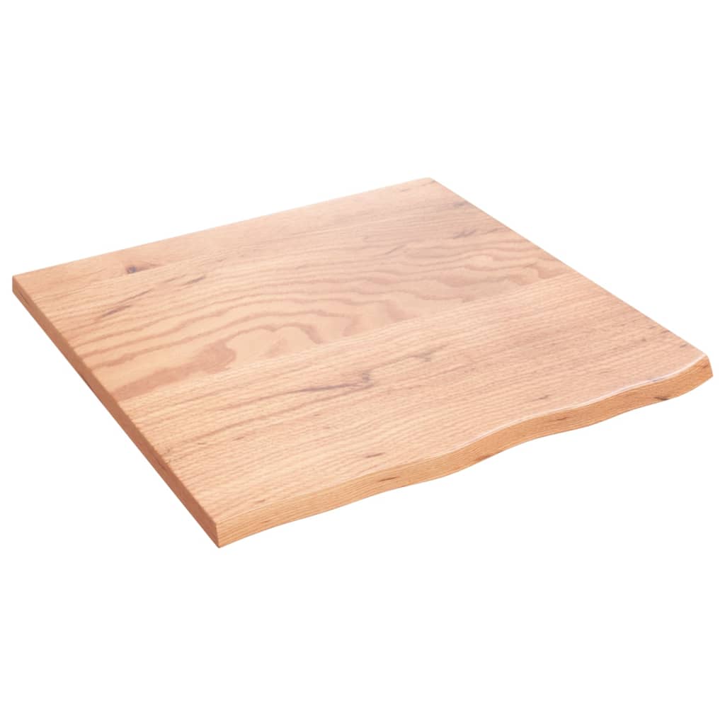 Solid Oak Table Top 60x60x2 cm - Light Brown, Treated Wood