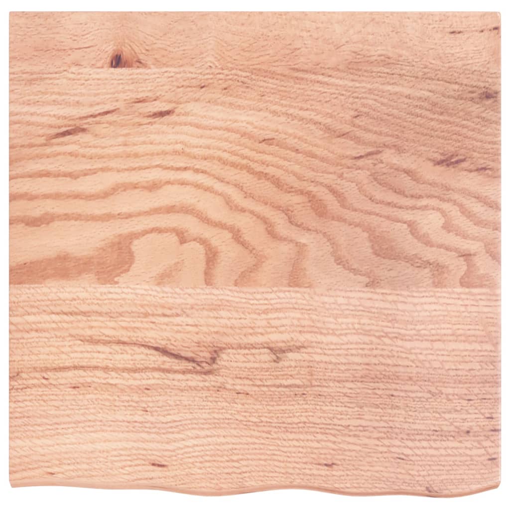 Solid Oak Table Top 60x60x2 cm - Light Brown, Treated Wood
