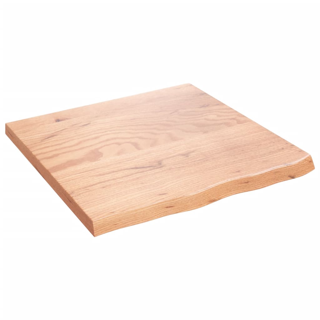 Solid Oak Table Top 60x60cm Light Brown Treated Wood