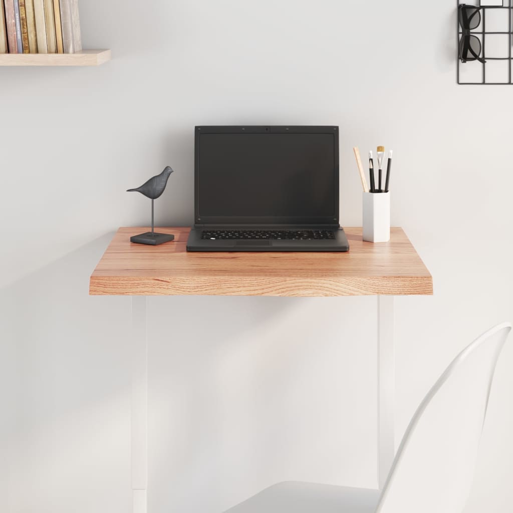 Solid Oak Table Top 60x60cm Light Brown Treated Wood
