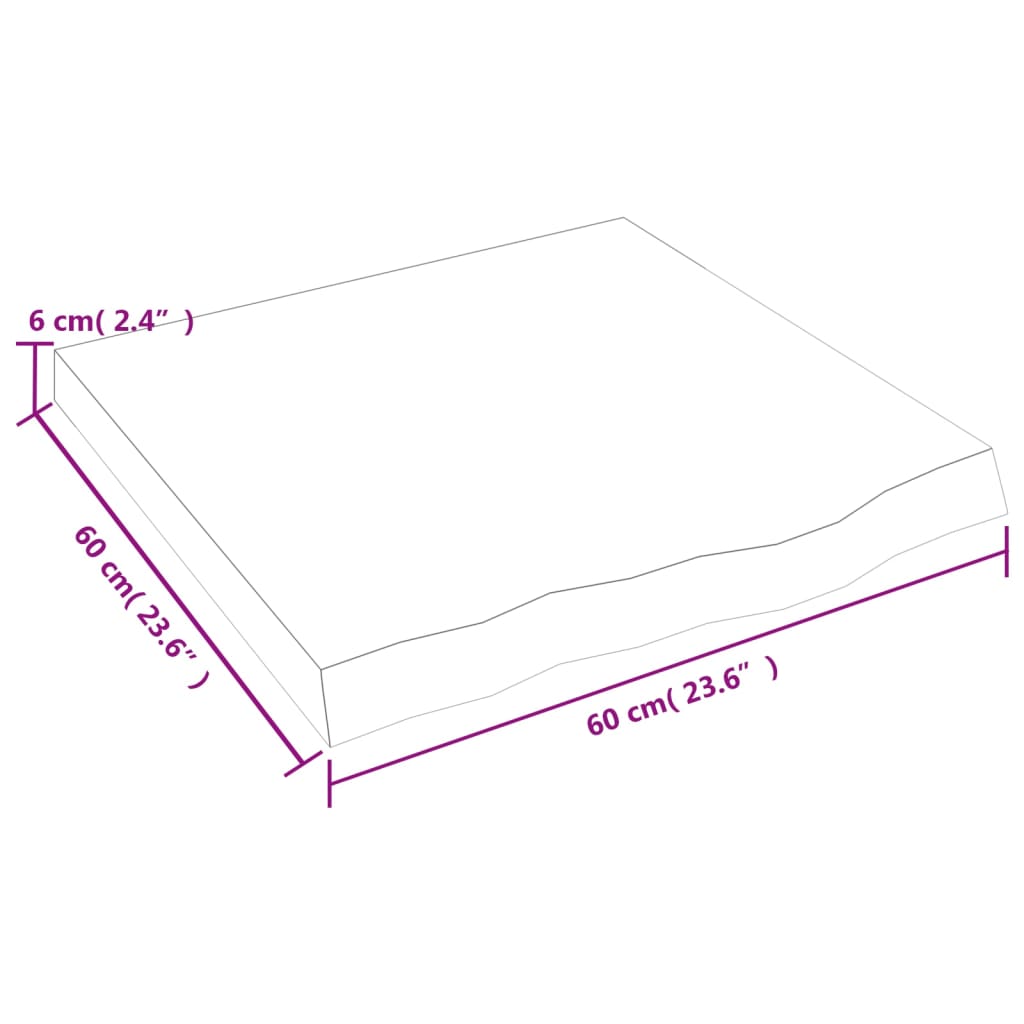 Solid Oak Table Top - Light Brown, 60x60 cm, Adjustable Thickness