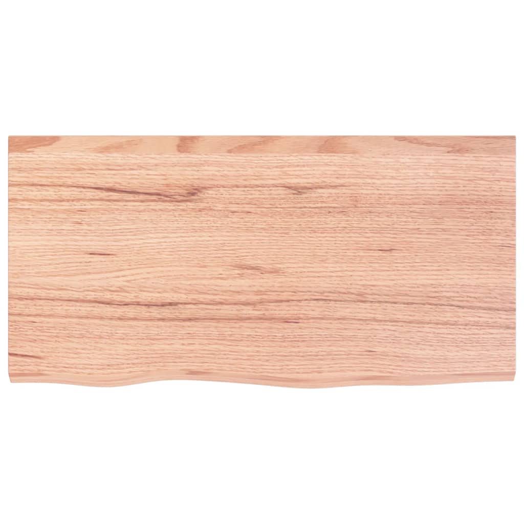 Solid Oak Table Top, Light Brown, 80x40x(2-6) cm, Treated Wood