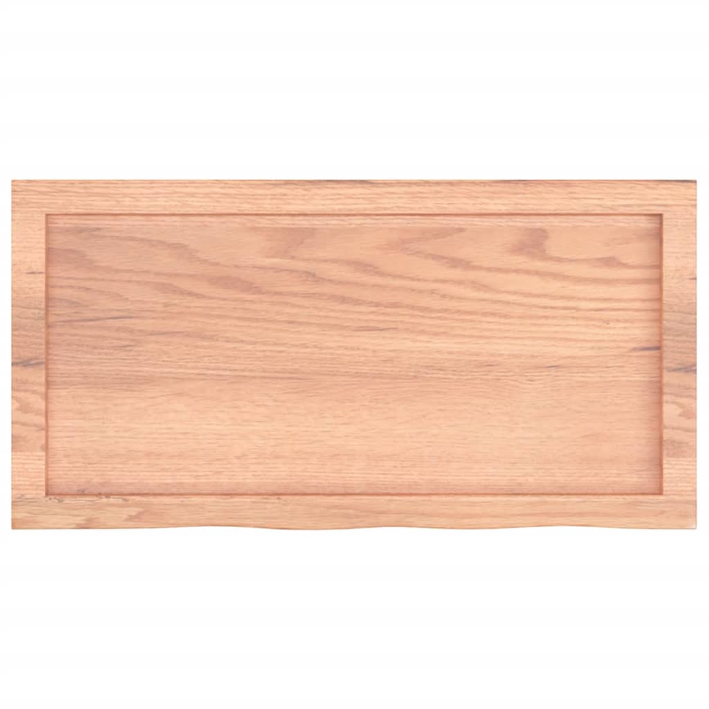 Solid Oak Table Top, Light Brown, 80x40x(2-6) cm, Treated Wood