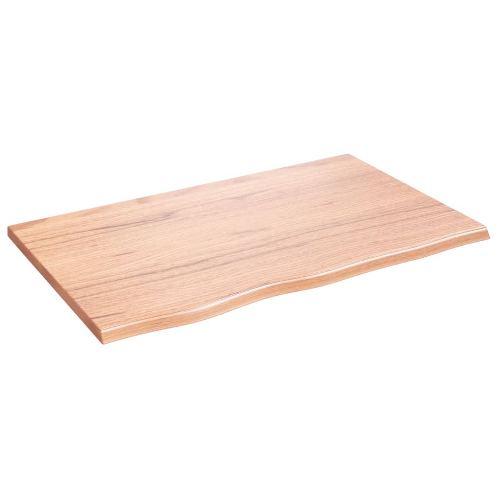 Solid Oak Tabletop, Light Brown 80x50x2 cm, Treated Wood
