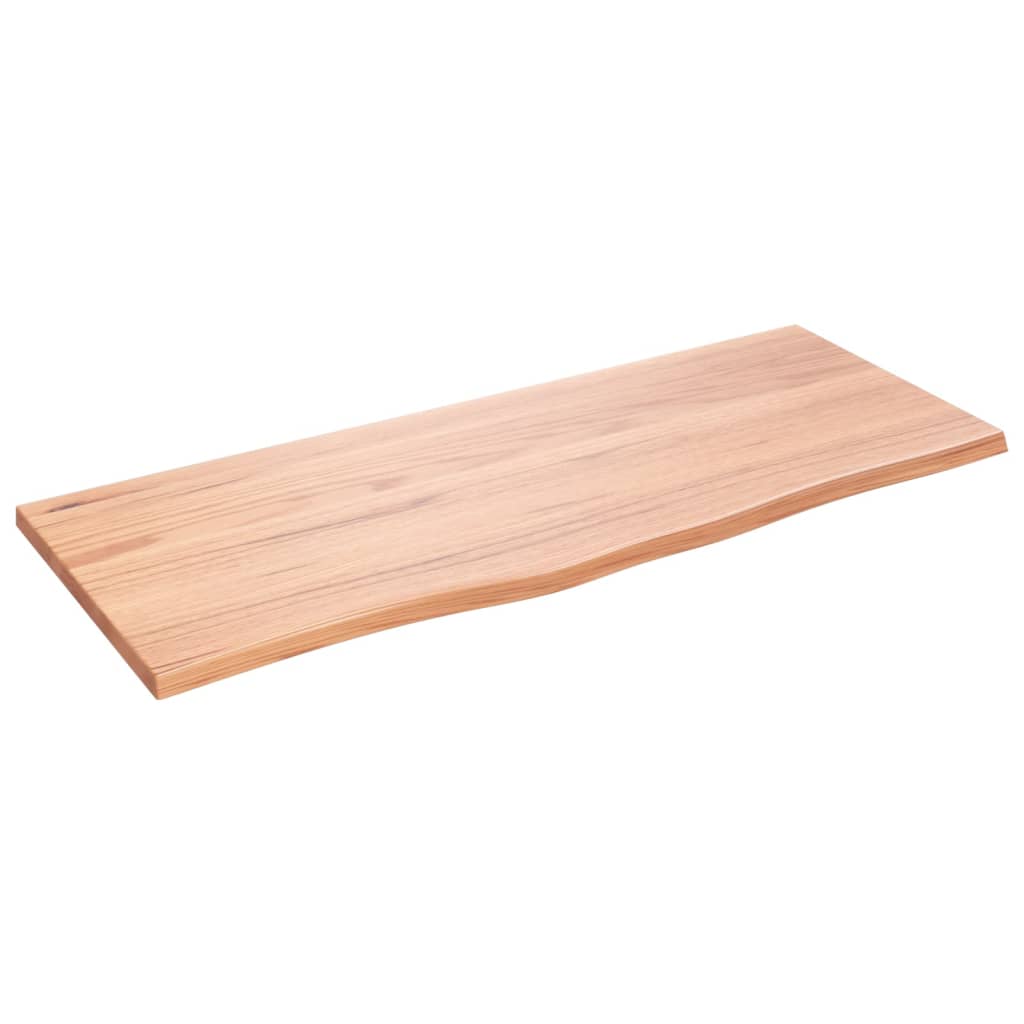 Solid Oak Table Top, Light Brown, 100x40x2 cm, Treated Wood