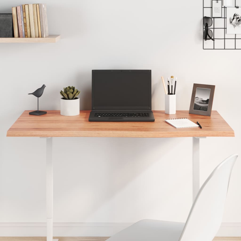 Solid Oak Table Top, Light Brown, 100x40x2 cm, Treated Wood