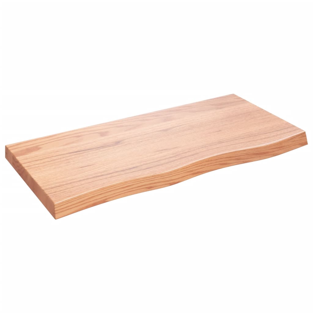 Solid Oak Table Top, Light Brown, 100x50 cm, Treated Wood