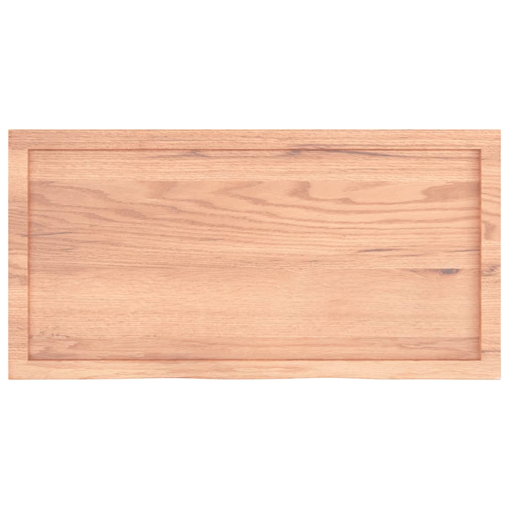 Solid Oak Table Top, Light Brown, 100x50 cm, Treated Wood