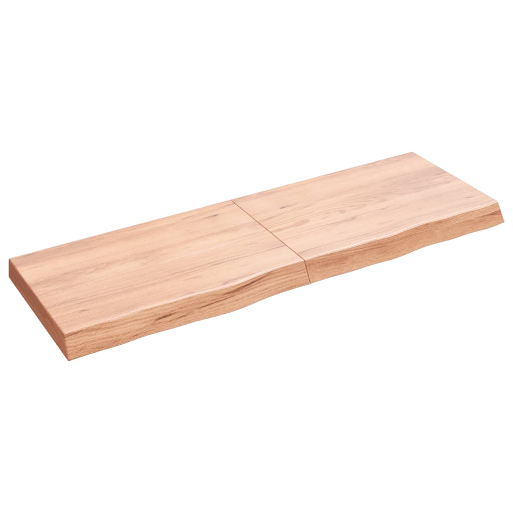 Solid Oak Table Top, Light Brown, 120x40x(2-6) cm Treated Wood