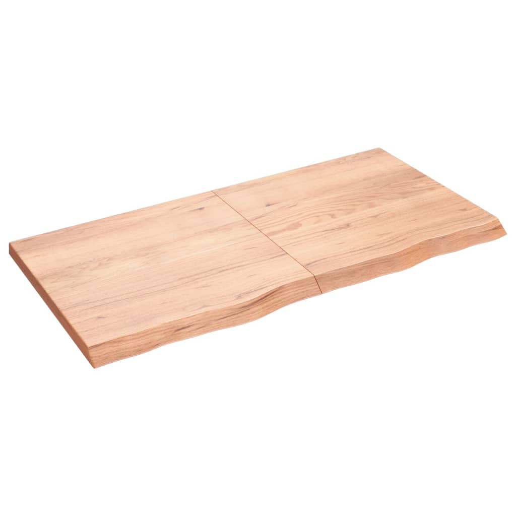 Solid Oak Light Brown Table Top 120x60x(2-4) cm Treated Wood