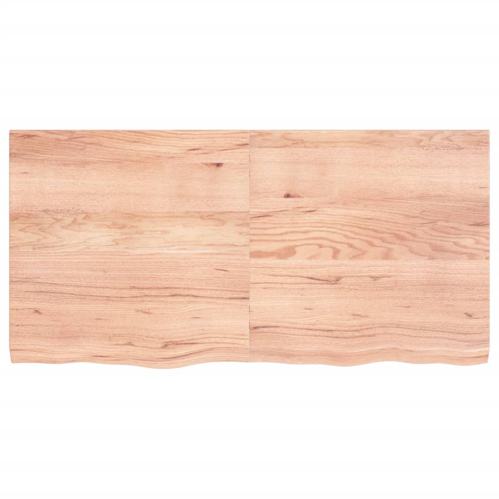 Solid Oak Light Brown Table Top 120x60x(2-4) cm Treated Wood