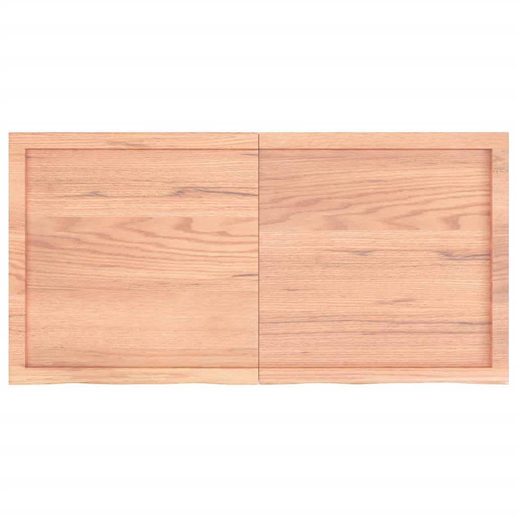 Solid Oak Light Brown Table Top 120x60x(2-4) cm Treated Wood