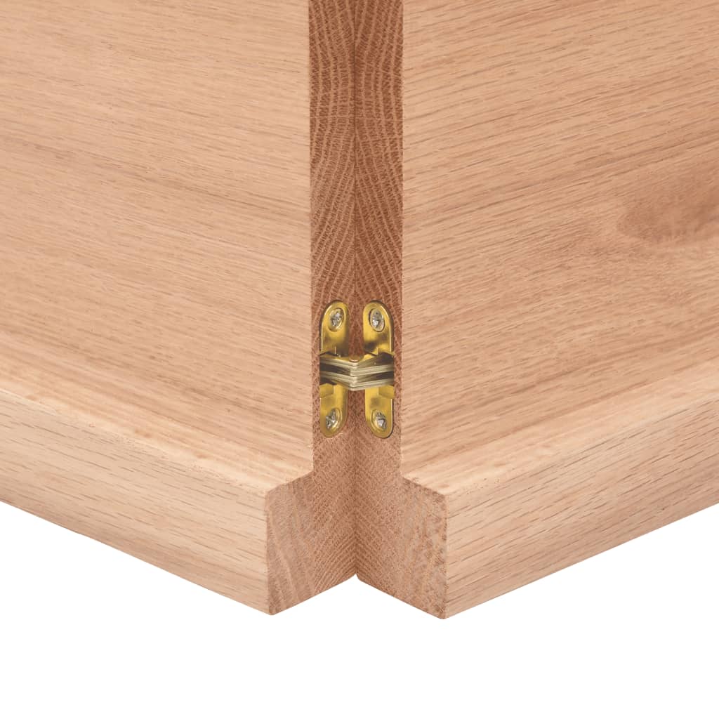 Solid Oak Light Brown Table Top 120x60x(2-4) cm Treated Wood