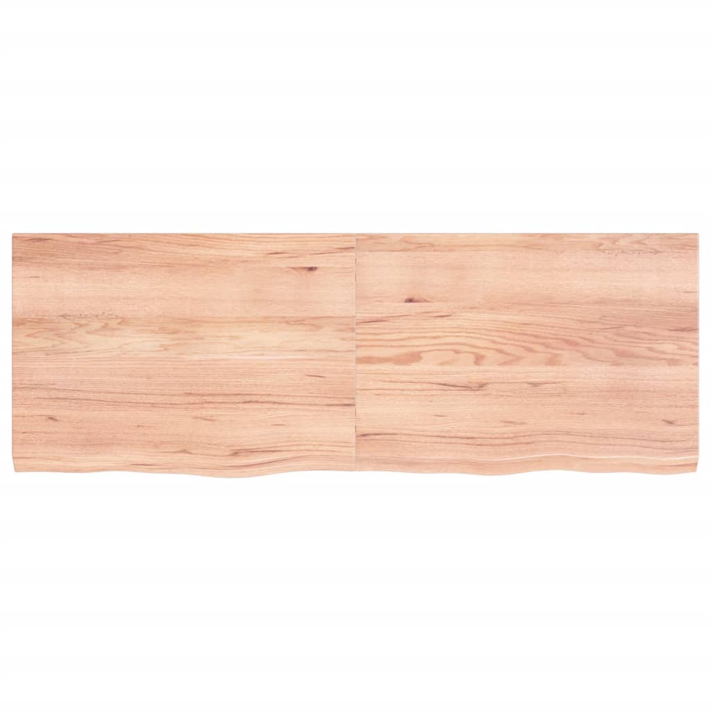 Solid Oak Table Top, Light Brown, 140x50x(2-4) cm, Treated Wood