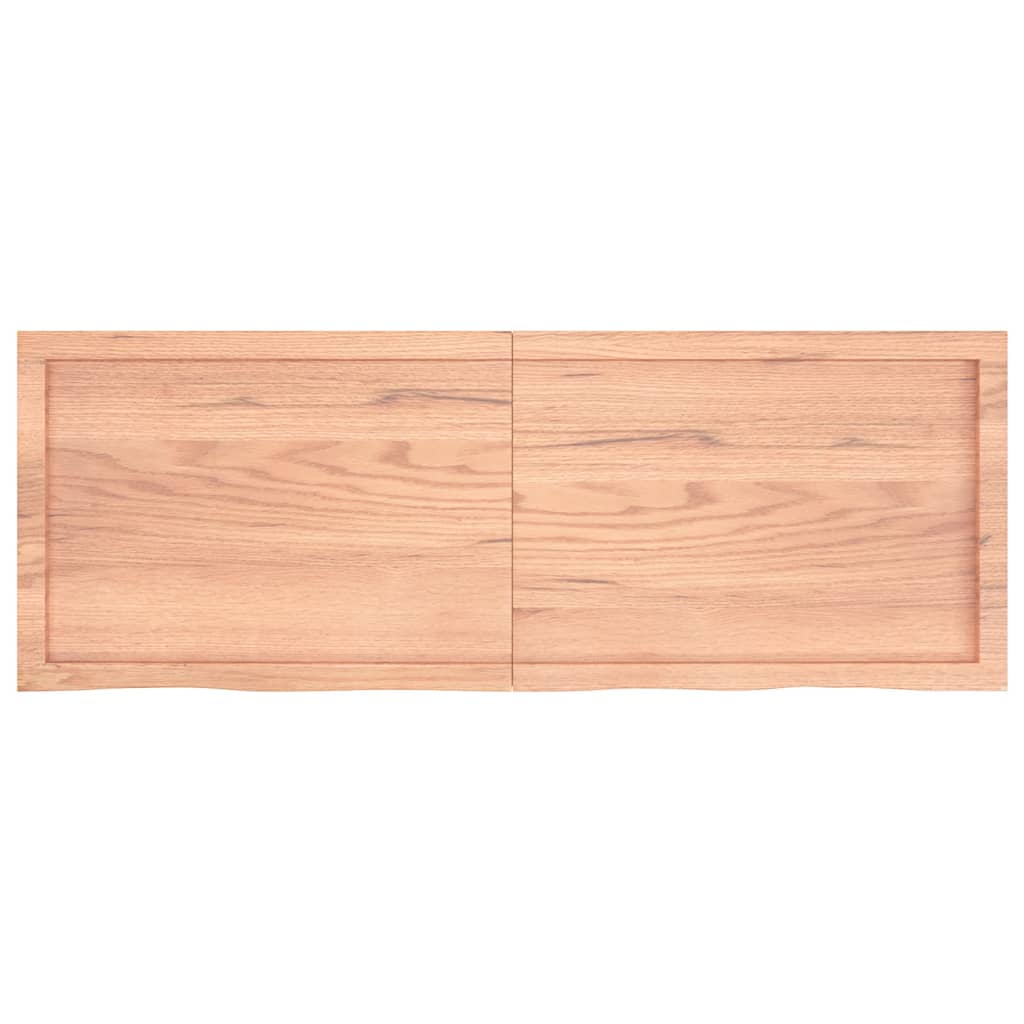 Solid Oak Table Top, Light Brown, 140x50x(2-4) cm, Treated Wood
