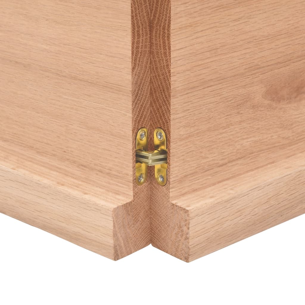 Solid Oak Table Top, Light Brown, 140x50x(2-4) cm, Treated Wood