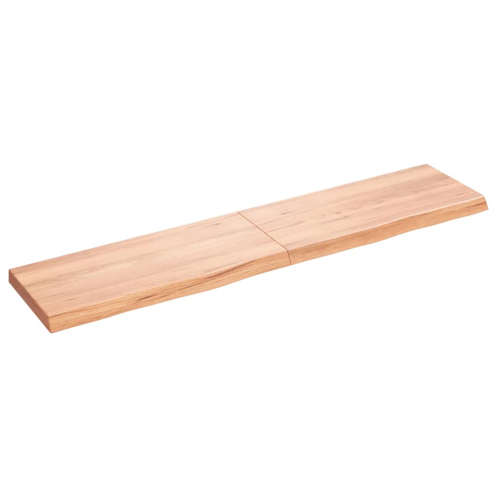 Solid Oak Table Top, Light Brown, 180x40x(2-6) cm, Durable Finish