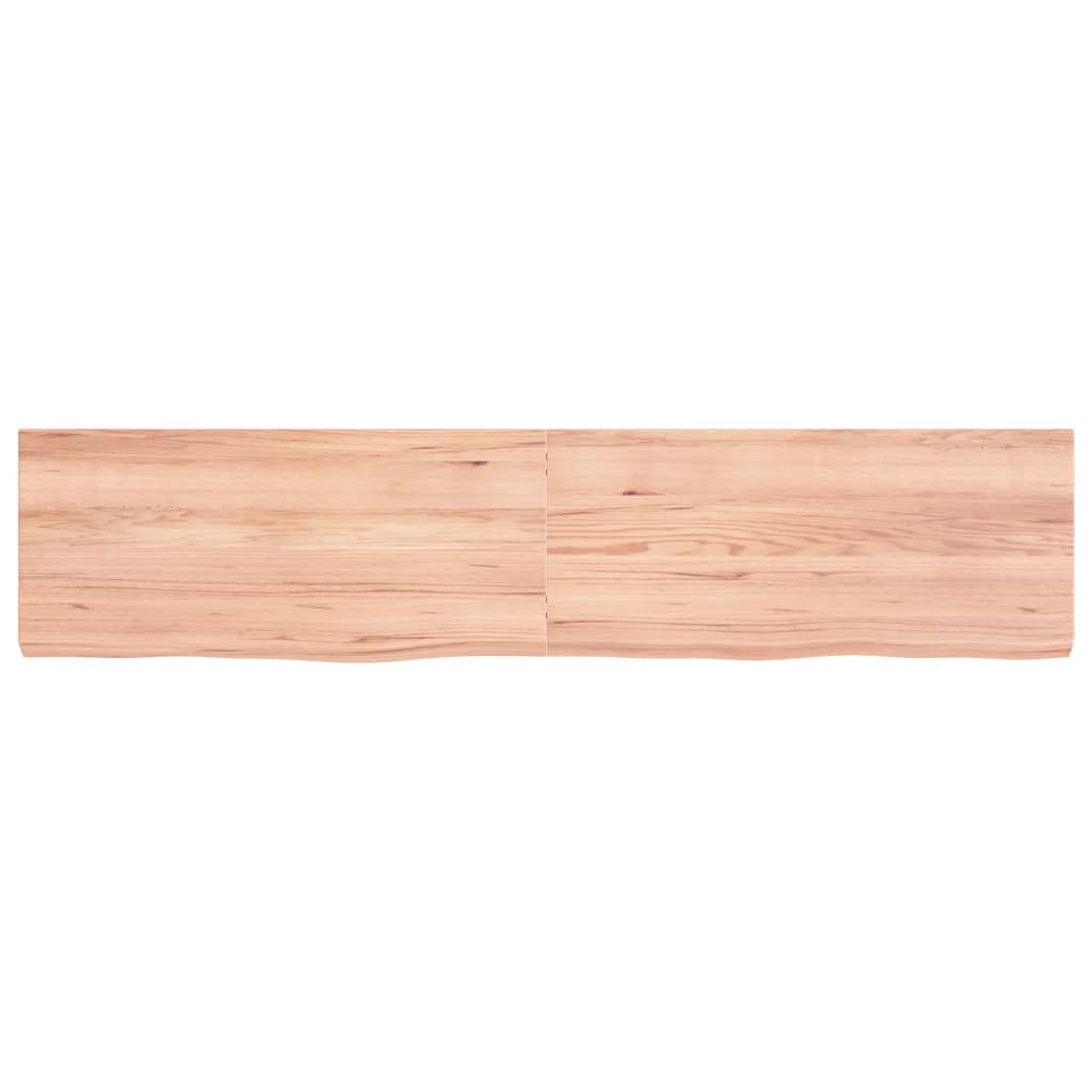 Solid Oak Table Top, Light Brown, 180x40x(2-6) cm, Durable Finish