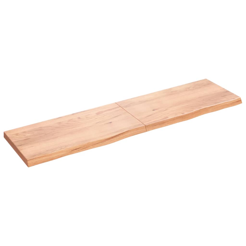 Solid Oak Table Top 200x50x(2-6) cm - Light Brown Finish