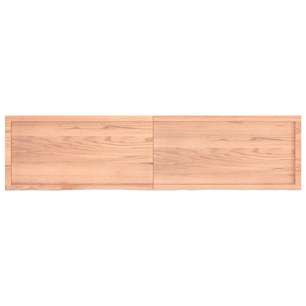 Solid Oak Table Top 200x50x(2-6) cm - Light Brown Finish