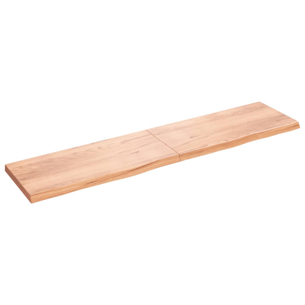 Solid Oak Table Top, Light Brown, 220x50x(2-6) cm, Durable Finish