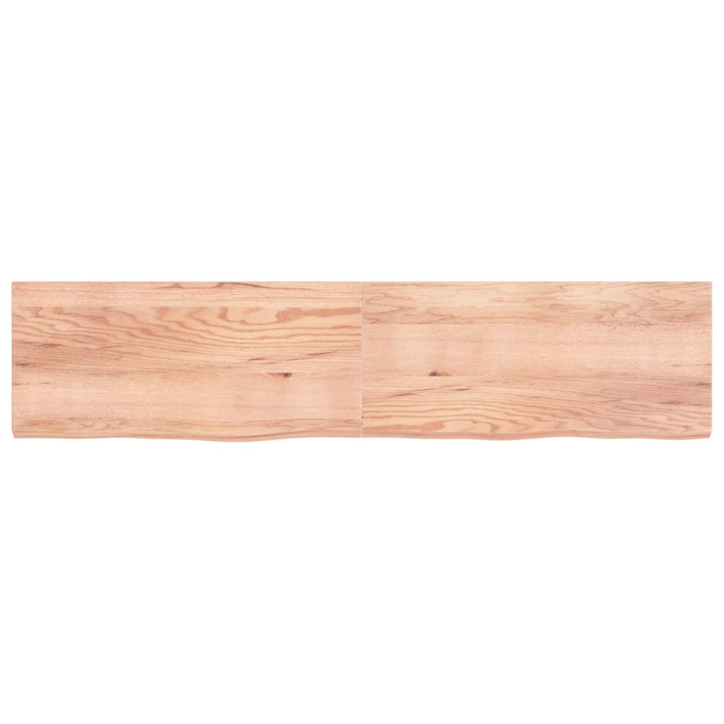 Solid Oak Table Top, Light Brown, 220x50x(2-6) cm, Durable Finish