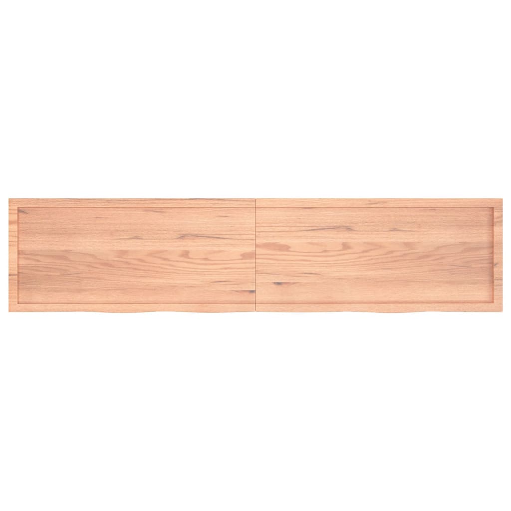 Solid Oak Table Top, Light Brown, 220x50x(2-6) cm, Durable Finish