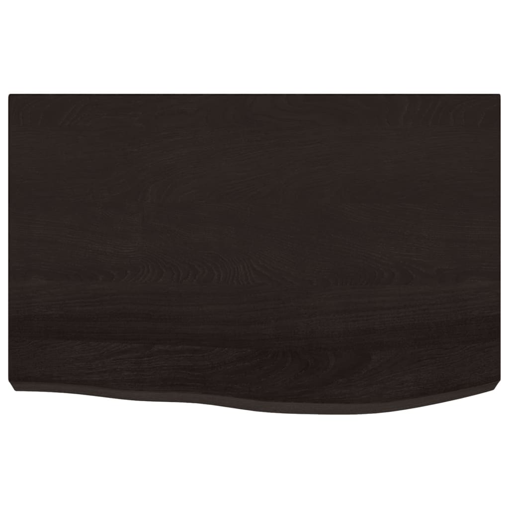 Solid Oak Table Top, Dark Brown, 60x40x(2-6) cm Treated Wood