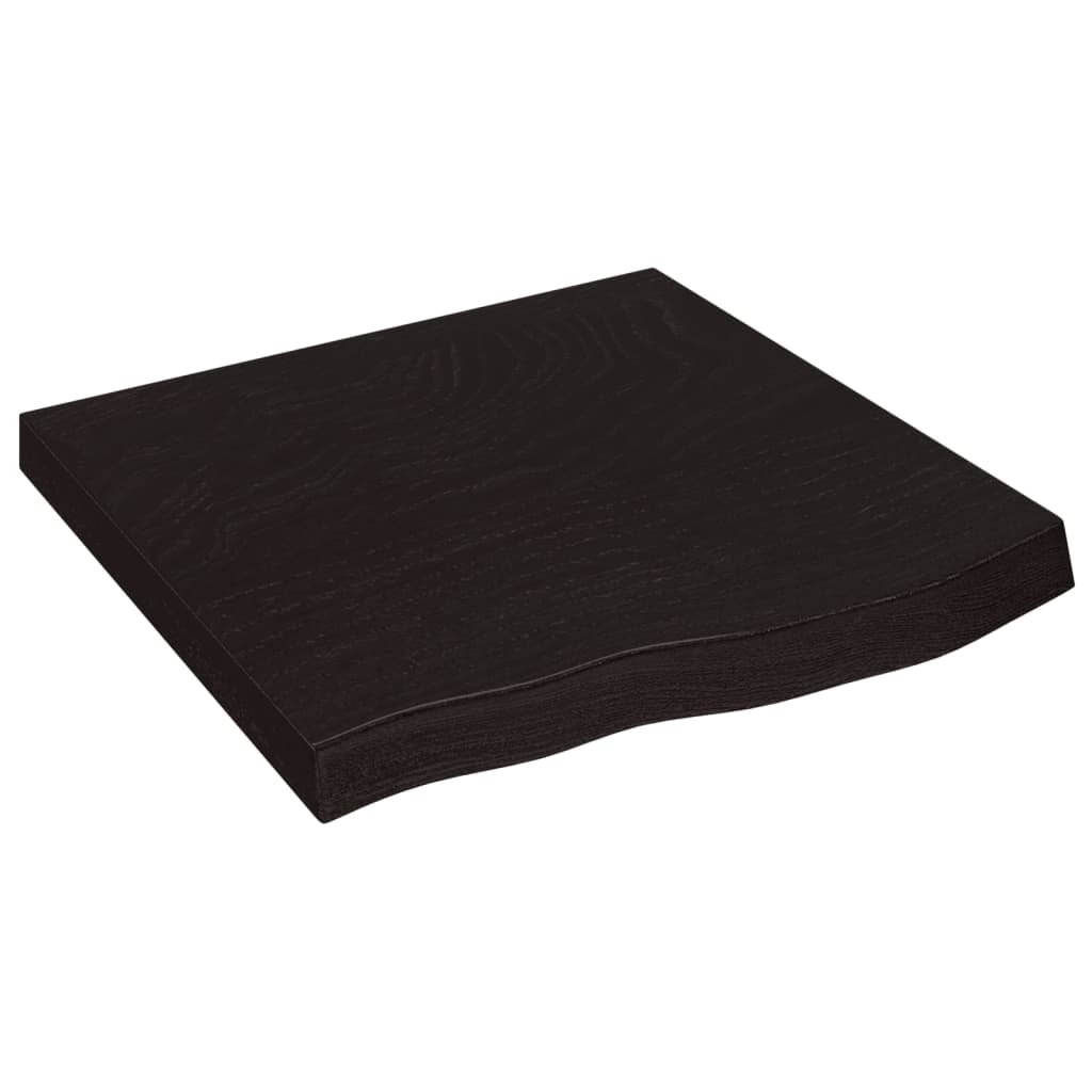 Solid Oak Table Top - Dark Brown, 60x60x2-6 cm Treated Wood