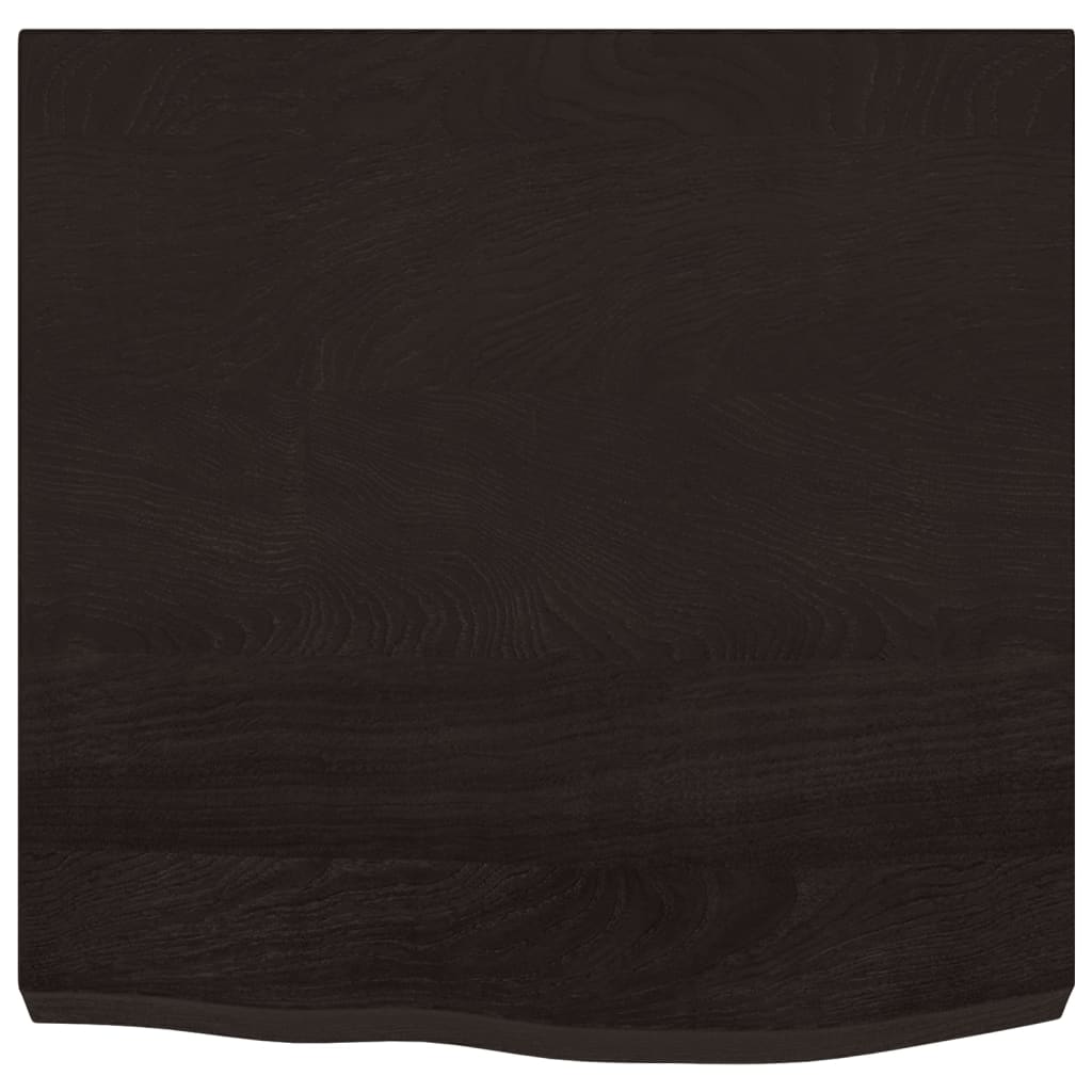 Solid Oak Table Top - Dark Brown, 60x60x2-6 cm Treated Wood
