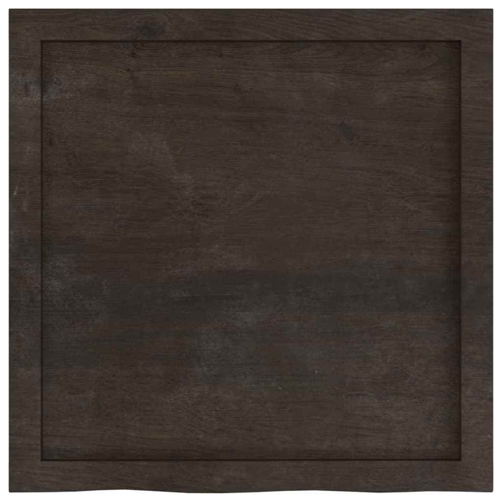 Solid Oak Table Top - Dark Brown, 60x60x2-6 cm Treated Wood