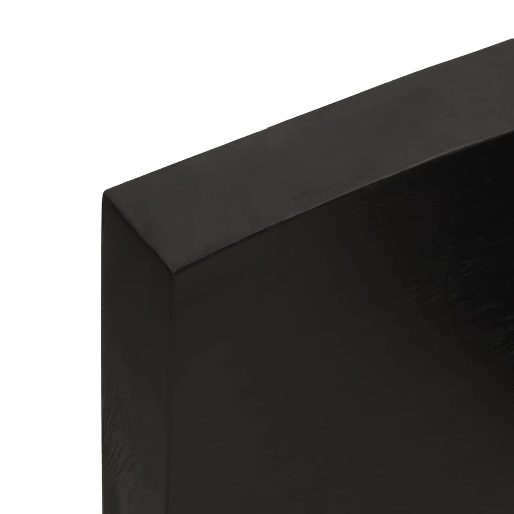 Solid Oak Table Top - Dark Brown, 60x60x2-6 cm Treated Wood
