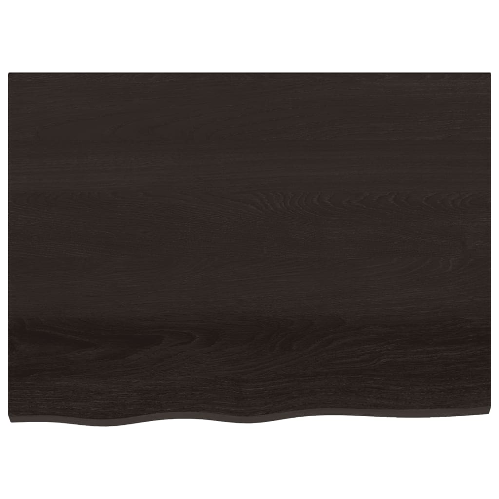 Solid Oak Table Top, Dark Brown, 80x60x2 cm Treated Wood