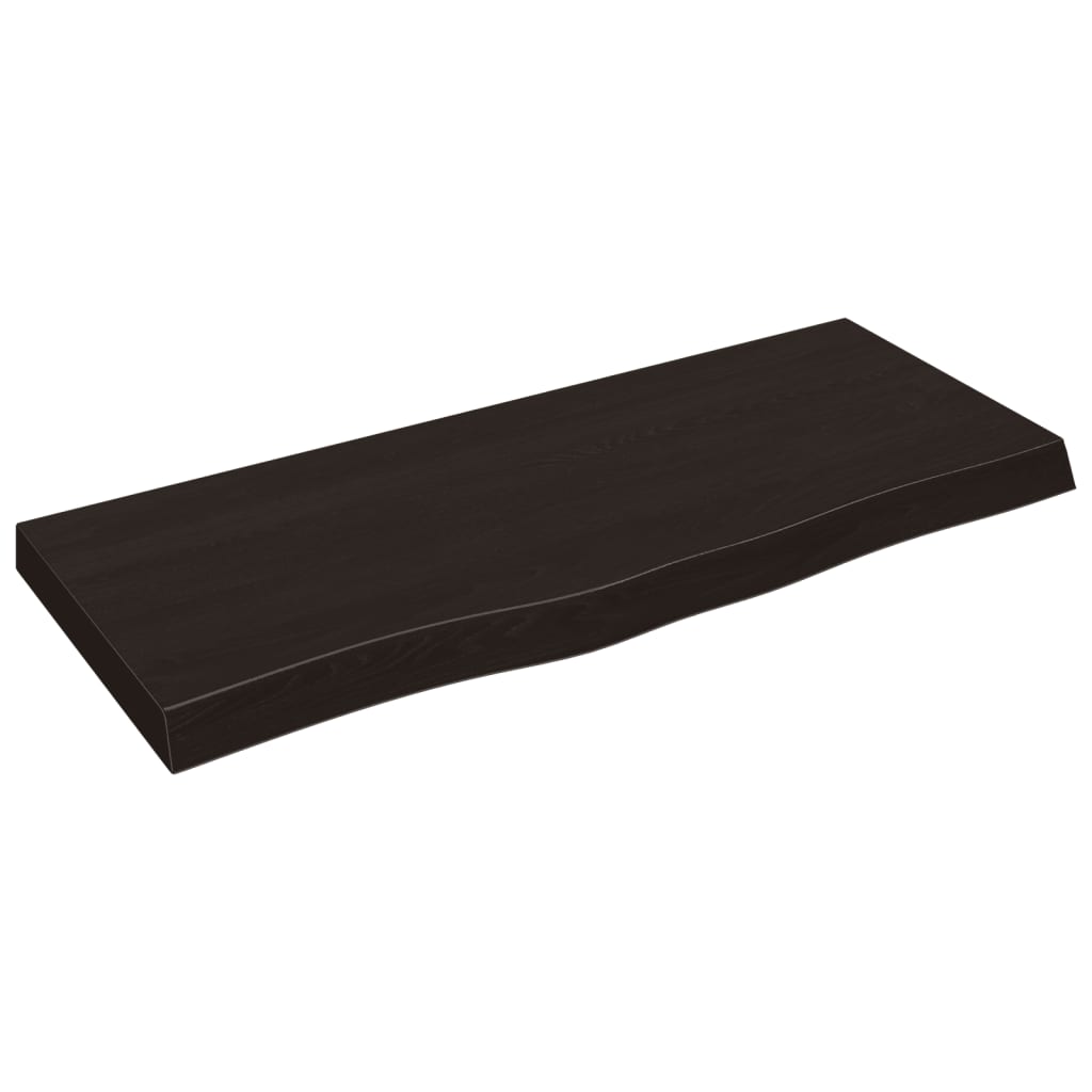 Solid Oak Table Top, Dark Brown, 100x40x(2-6) cm, Treated Wood