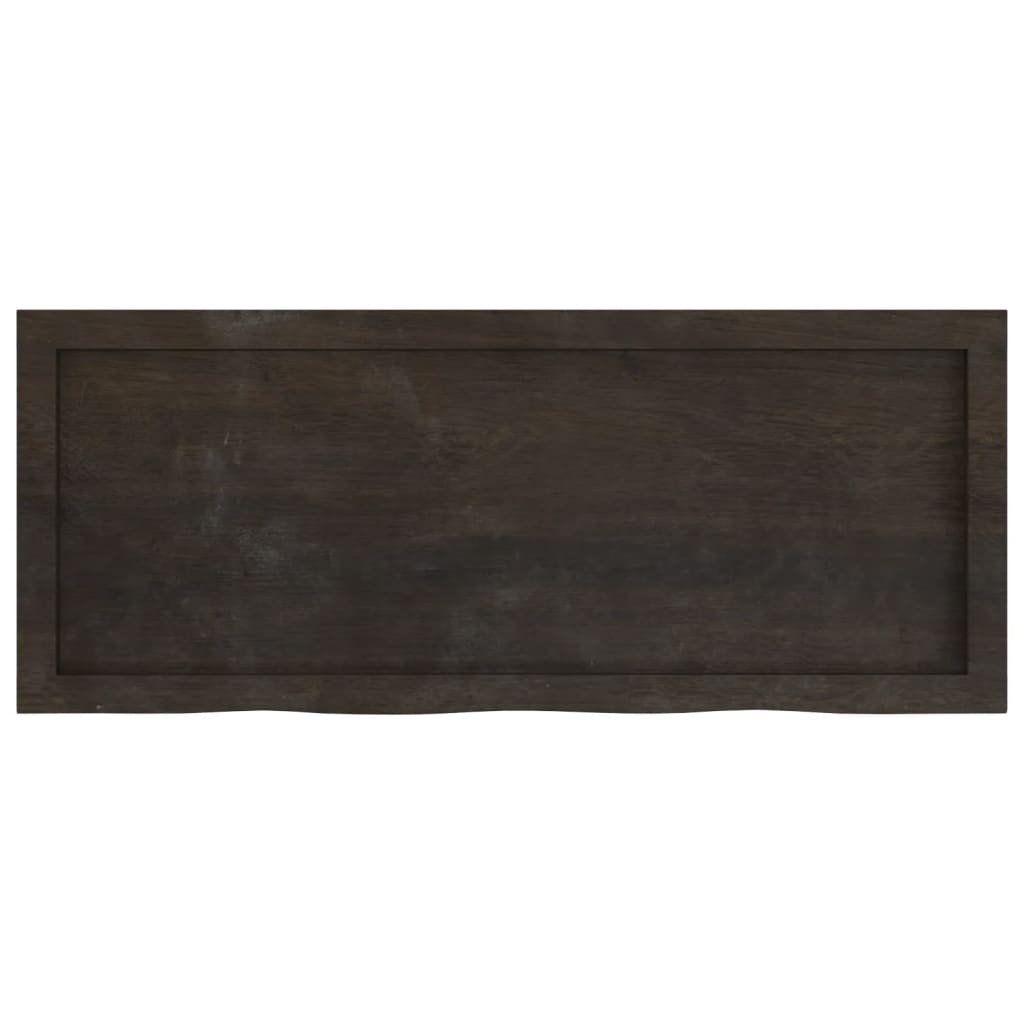 Solid Oak Table Top, Dark Brown, 100x40x(2-6) cm, Treated Wood