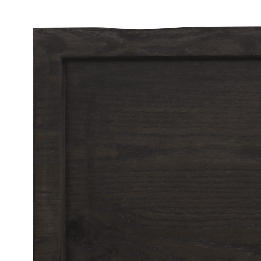 Solid Oak Table Top, Dark Brown, 100x40x(2-6) cm, Treated Wood
