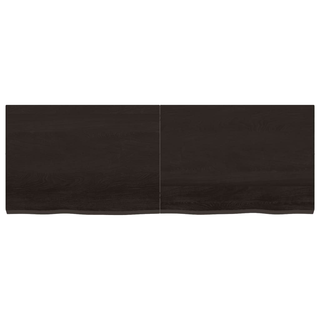 Solid Oak Table Top, Dark Brown, 140x50x(2-4) cm, Treated Wood