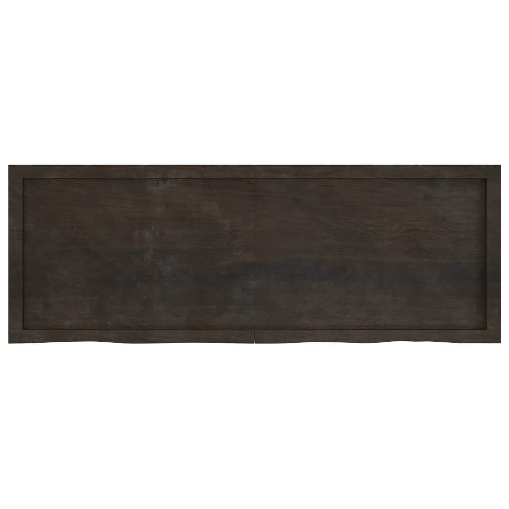 Solid Oak Table Top, Dark Brown, 140x50x(2-4) cm, Treated Wood