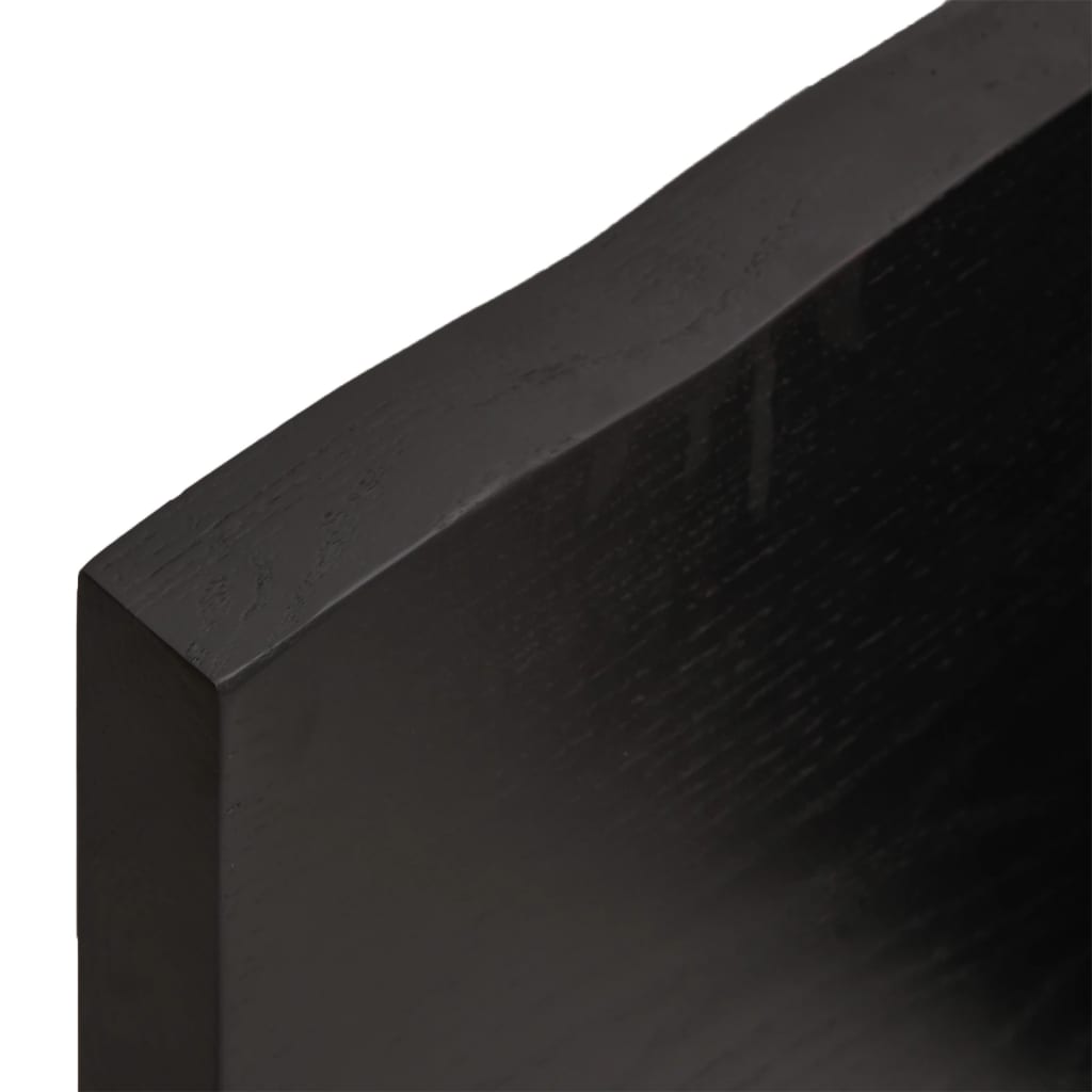 Solid Oak Table Top, Dark Brown, 140x50x(2-4) cm, Treated Wood