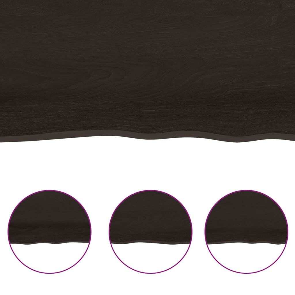 Solid Oak Dark Brown Table Top 160x40cm | Adjustable 2-6cm Thickness