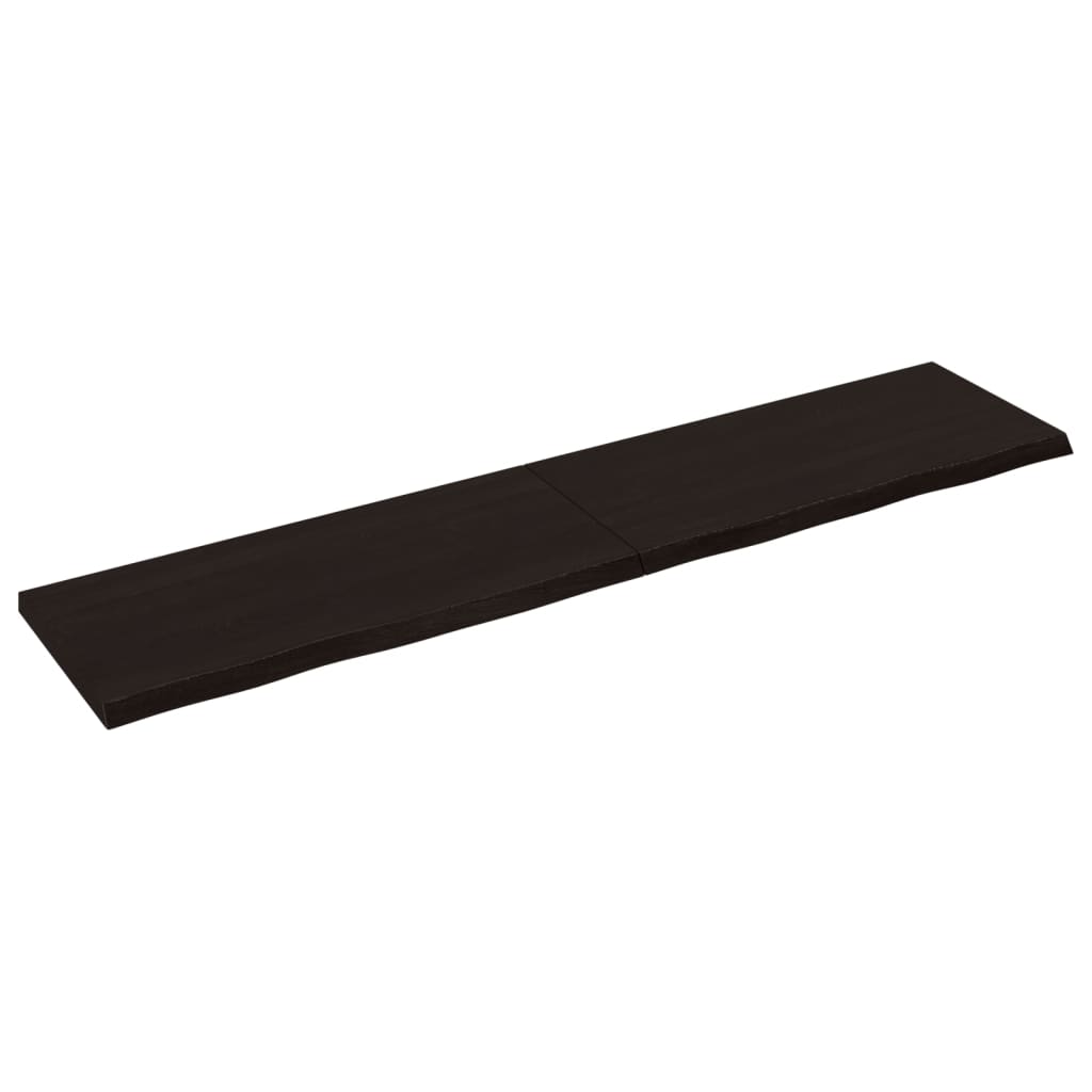 Solid Oak Tabletop, Dark Brown 180x40x(2-4) cm, Treated Wood