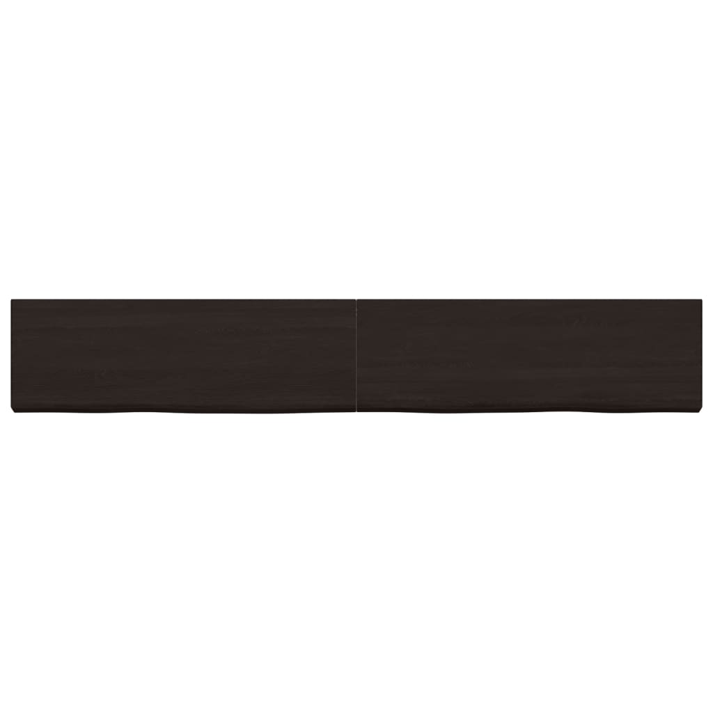 Solid Oak Tabletop, Dark Brown 180x40x(2-4) cm, Treated Wood