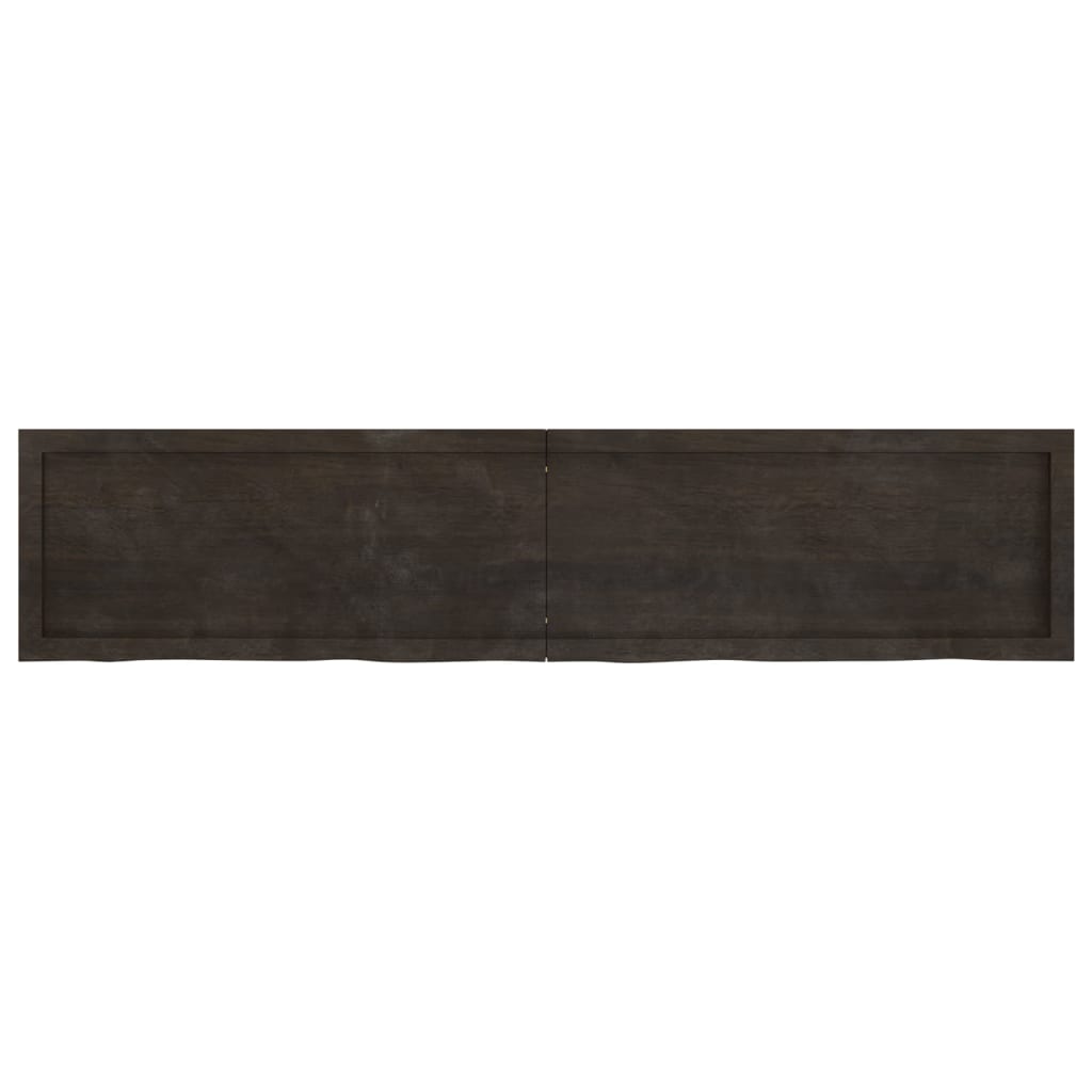 Solid Oak Tabletop, Dark Brown 180x40x(2-4) cm, Treated Wood