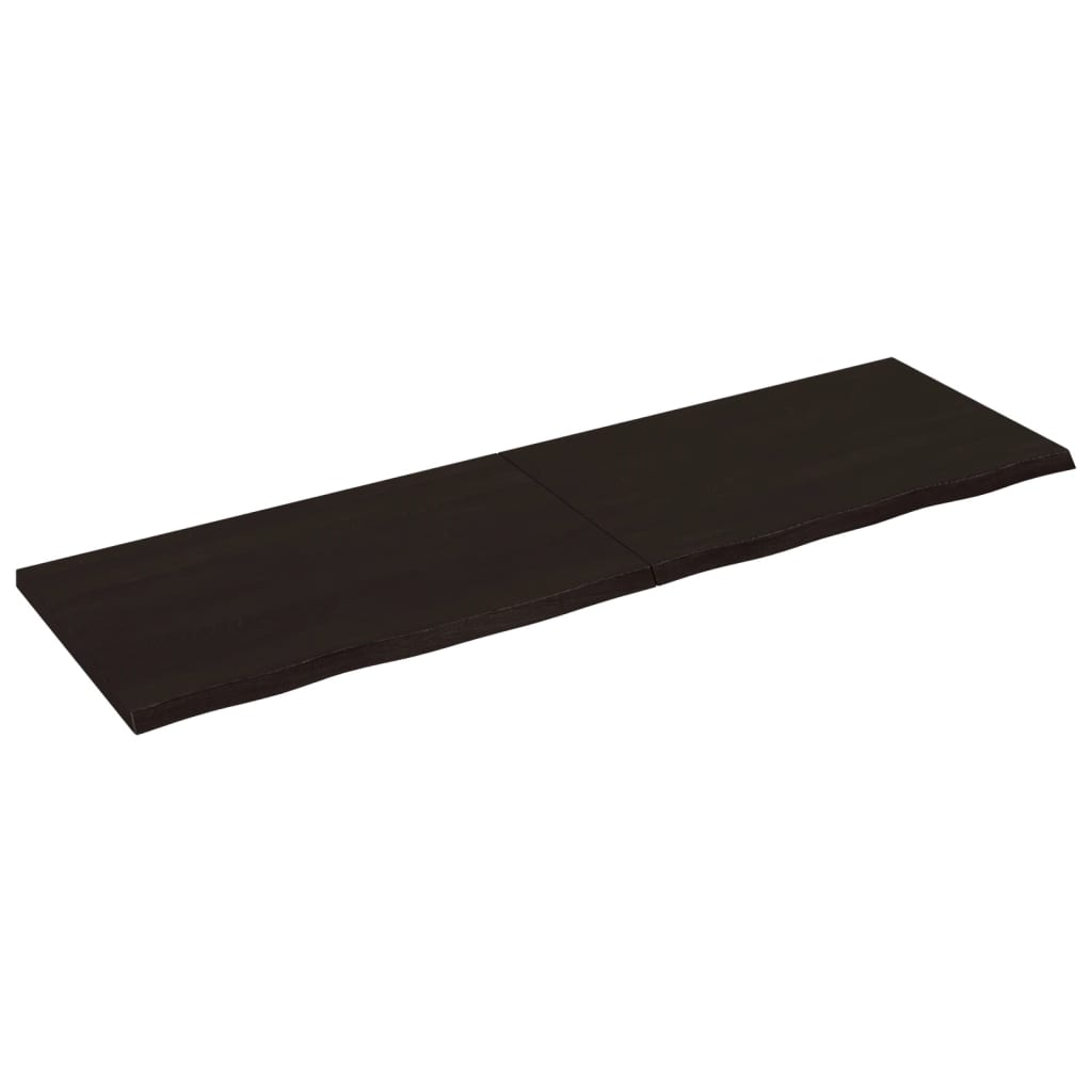 Solid Oak Table Top, Dark Brown, 200x60x(2-4) cm, Treated Wood