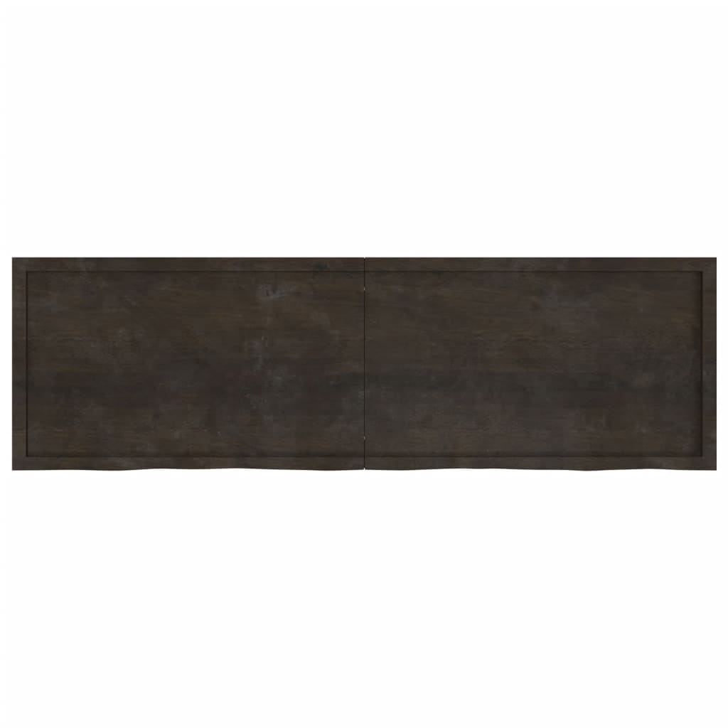 Solid Oak Table Top, Dark Brown, 200x60x(2-4) cm, Treated Wood