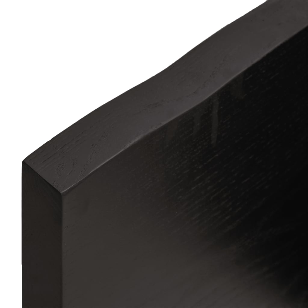 Solid Oak Table Top, Dark Brown, 200x60x(2-4) cm, Treated Wood